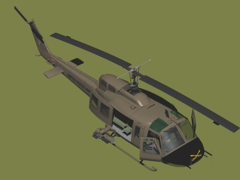 Bell UH-1D HUEY 1st Cavalry Division Vietnam 3D मॉडल
