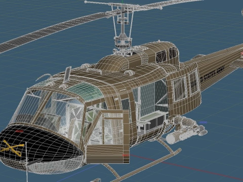 Bell UH-1D HUEY 1st Cavalry Division Vietnam 3D मॉडल