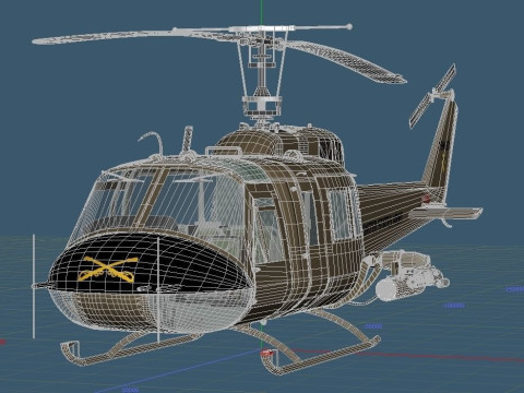 Bell UH-1D HUEY 1st Cavalry Division Vietnam 3D मॉडल
