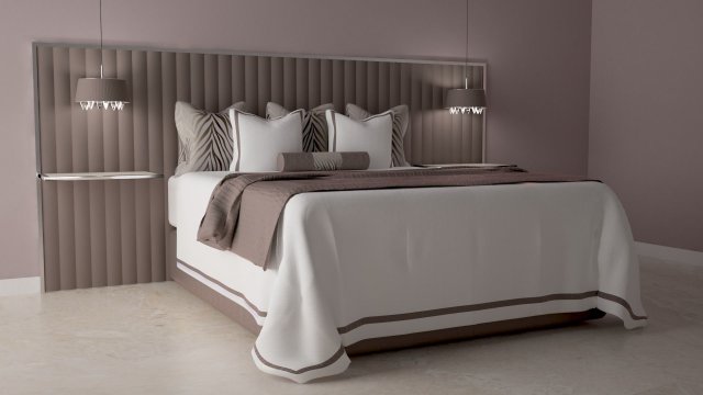 Bed with bedclothes 3D Model .c4d .max .obj .3ds .fbx .stl .blend 