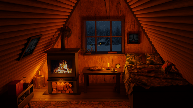 Cozy Hut Bedroom 3D Model .c4d .max .obj .3ds .fbx .stl .blend 