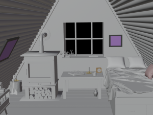 Cozy Hut Bedroom 3D Model