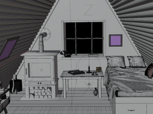 Cozy Hut Bedroom 3D Model