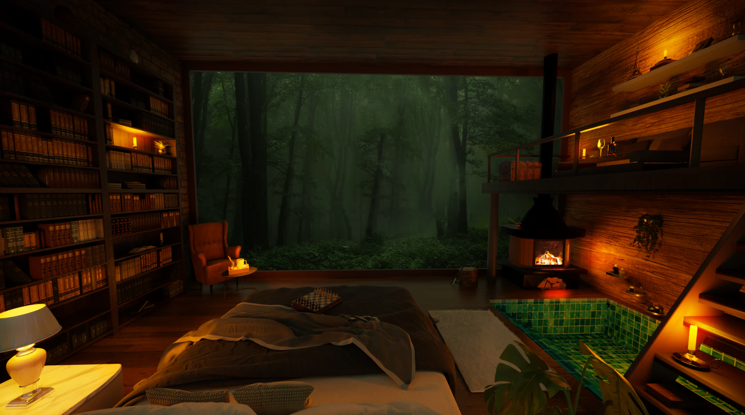 Cozy Bedroom interior scene 3D Model .c4d .max .obj .3ds .fbx .stl .blend