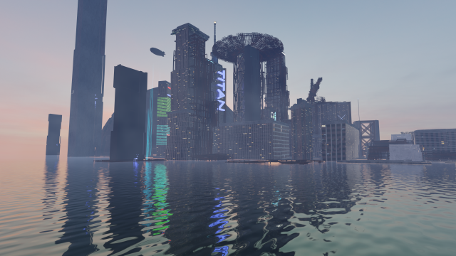 Futuristic City - Ocean City 3D Model .c4d .max .obj .3ds .fbx .stl .blend 