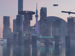 Futuristic City - Ocean City 3D Model