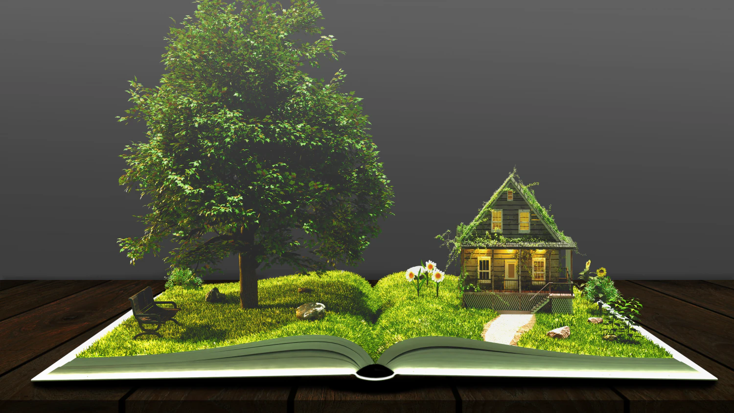 of Magic book with a landscape - Nature 3D Model .c4d .max .obj .3ds .fbx .stl .blend 