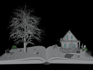 of Magic book with a landscape - Nature 3D Model