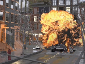 3D Animation of a Jet Fighter Launches a Missile at a Car 3D Model