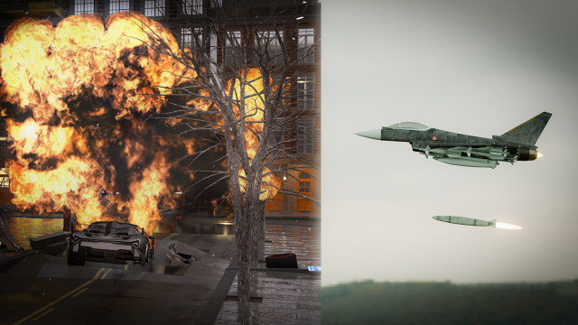 3D Animation of a Jet Fighter Launches a Missile at a Car 3D 모델 .c4d .max .obj .3ds .fbx .stl .blend 