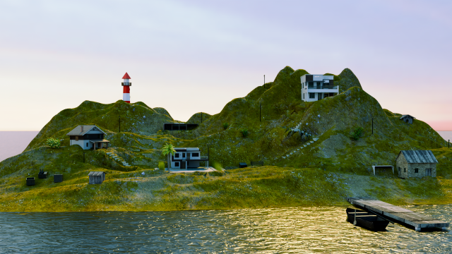 Isolated Island Model 3D .c4d .max .obj .3ds .fbx .stl .blend 