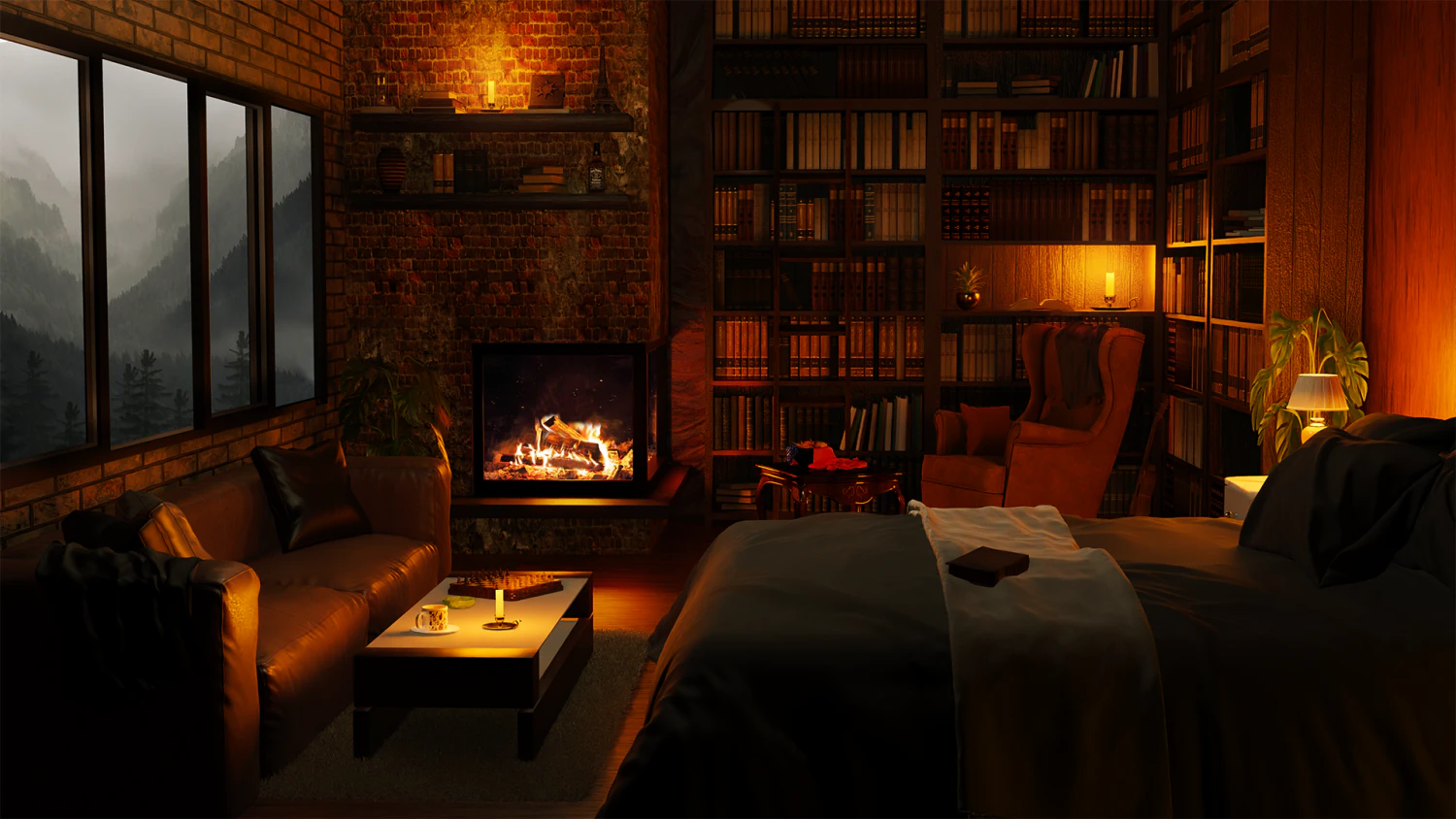 Bedroom Interior 3D Model .c4d .max .obj .3ds .fbx .stl .blend