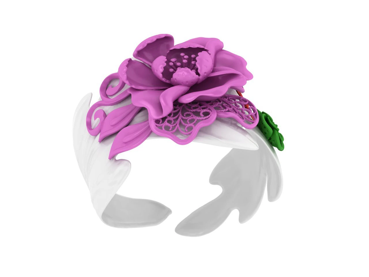 Peony bracelet 3D Print Model .c4d .max .obj .3ds .fbx .stl .blend 