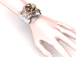 Peony bracelet 3D Print Model