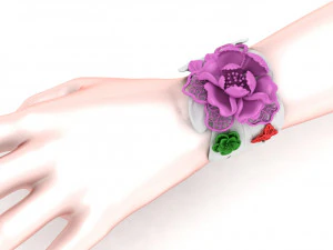 Peony bracelet 3D Print Model