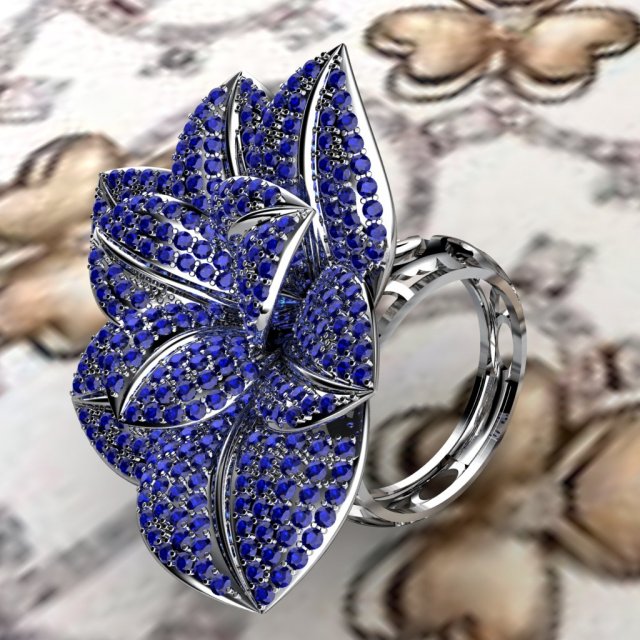 Flower ring 3D Print Model .c4d .max .obj .3ds .fbx .stl .blend 