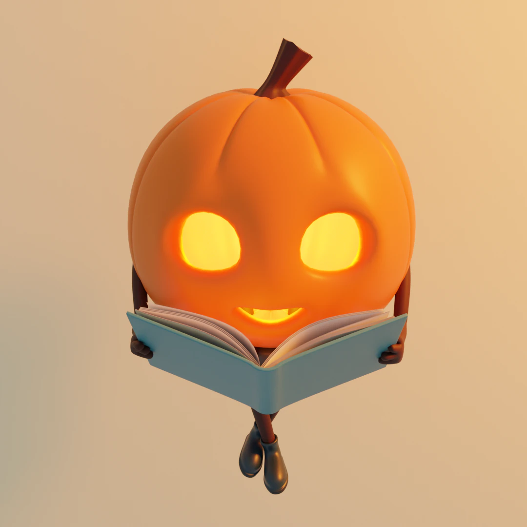 Pumpkin with book 3D Model .c4d .max .obj .3ds .fbx .stl .blend 