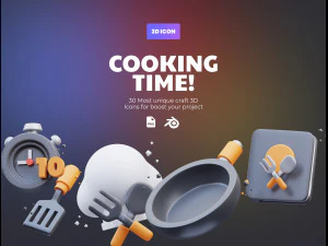 Kooktijd iconen 3D illustratie 3D Model