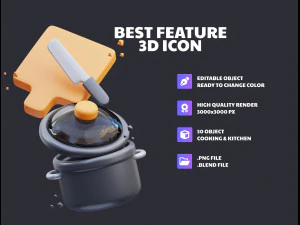 Cooking Time icons 3D Illustration 3D Model