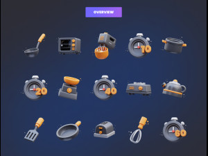 Cooking Time icons 3D Illustration 3D Модель