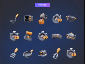 Cooking Time icons 3D Illustration 3D Model