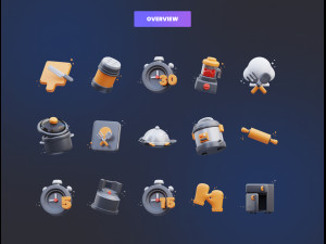 Cooking Time icons 3D Illustration 3D Модель
