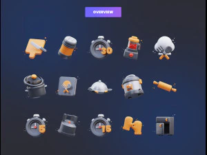 Cooking Time icons 3D Illustration 3D Model