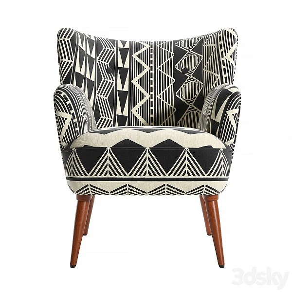 Realistic Ulla Petite Accent Armchair 3D Model .c4d .max .obj .3ds .fbx .stl .blend 