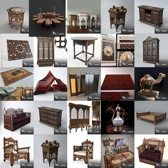 アラビアの小道具コレクション 3Dモデル .c4d .max .obj .3ds .fbx .stl .blend 