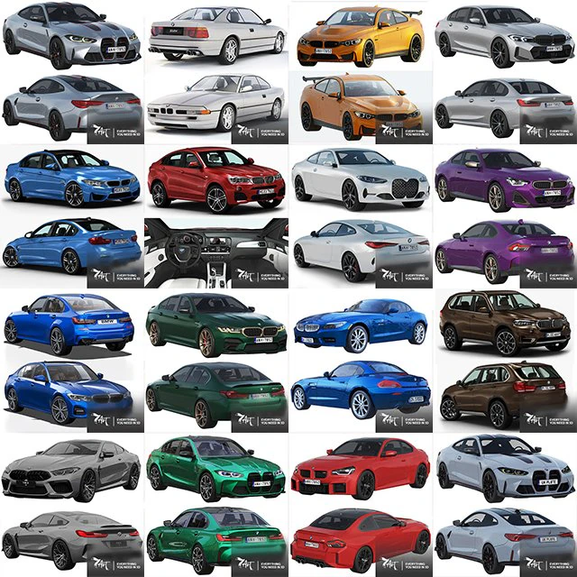 Collection cars Low-poly 3D Model .c4d .max .obj .3ds .fbx .stl .blend 