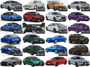 Collection cars Low-poly 3D Model