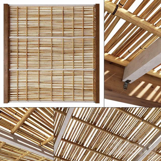 Ceiling from bamboo branches 3D Model .c4d .max .obj .3ds .fbx .stl .blend 