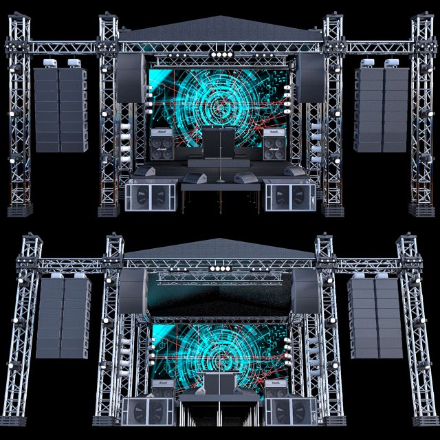 Mini Concert Stage 3Dモデル .c4d .max .obj .3ds .fbx .stl .blend 