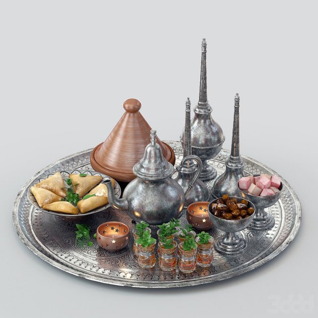 Moroccan tea 3D Model .c4d .max .obj .3ds .fbx .stl .blend 