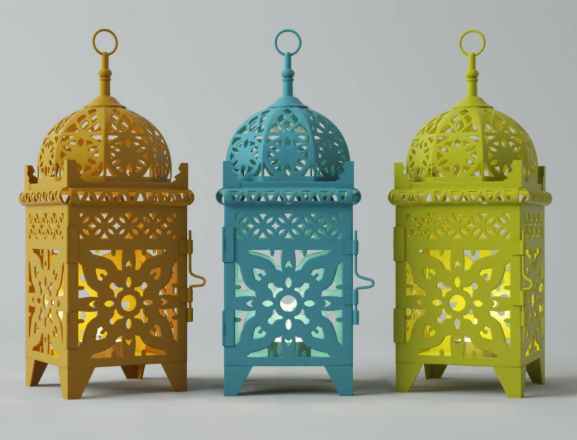 Moroccan Lantern Set 3D Model .c4d .max .obj .3ds .fbx .stl .blend 