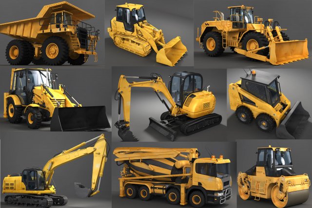 20 Heavy Machines 3D Модель .c4d .max .obj .3ds .fbx .stl .blend 