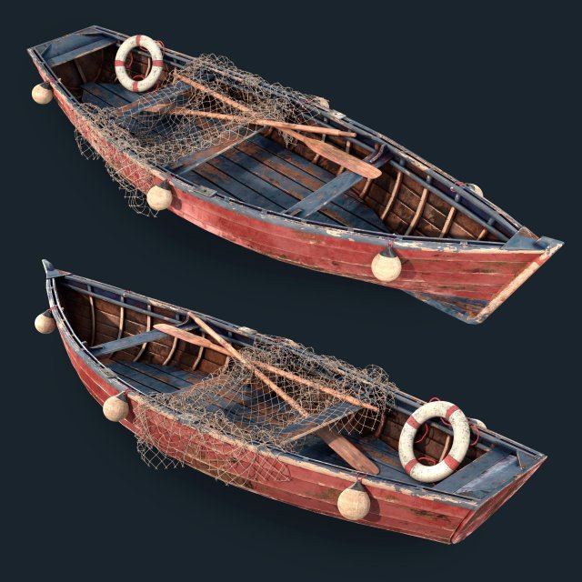 Old fishing boat 3D 模型 .c4d .max .obj .3ds .fbx .stl .blend 