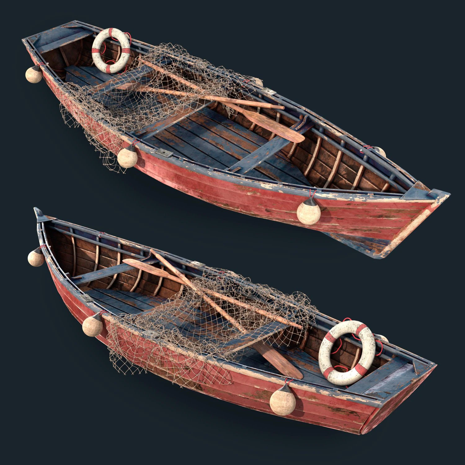 Old fishing boat 3D Model .c4d .max .obj .3ds .fbx .stl .blend 
