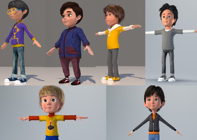 CARTOON CHARACTER PACK Model 3D .c4d .max .obj .3ds .fbx .stl .blend 