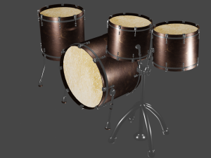 Pure 4 Pce Shell Drum Kit Matte Walnut Finish Model 3D