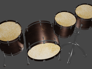 Pure 4 Pce Shell Drum Kit Matte Walnut Finish 3D मॉडल