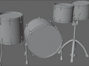 Pure 4 Pce Shell Drum Kit Matte Walnut Finish 3D मॉडल