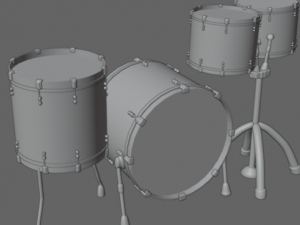 Pure 4 Pce Shell Drum Kit Matte Walnut Finish 3D मॉडल