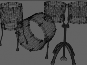 Pure 4 Pce Shell Drum Kit Matte Walnut Finish 3D मॉडल