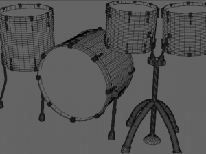 Pure 4 Pce Shell Drum Kit Matte Walnut Finish 3D मॉडल
