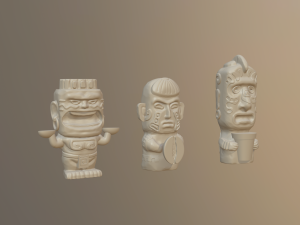 3 Styles of Tribal Statues 3D Model