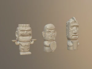 3 Styles of Tribal Statues 3D Model