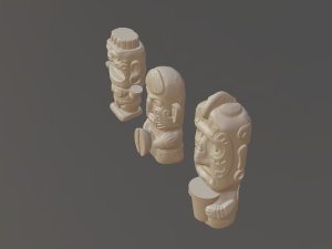 3 Styles of Tribal Statues 3D Model