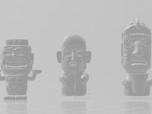 3 Styles of Tribal Statues 3D Model