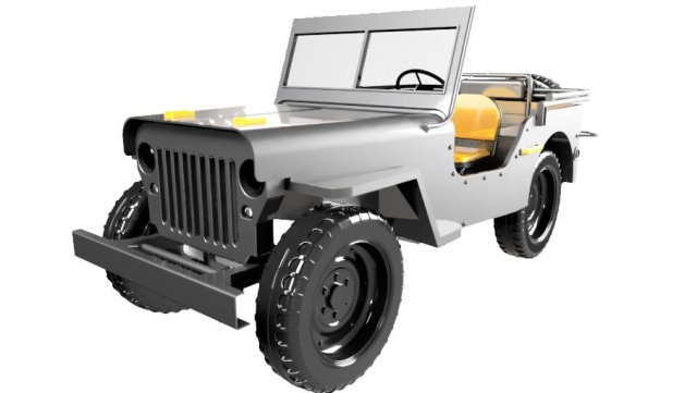 Willys jeep Army car 3D Model .c4d .max .obj .3ds .fbx .stl .blend 